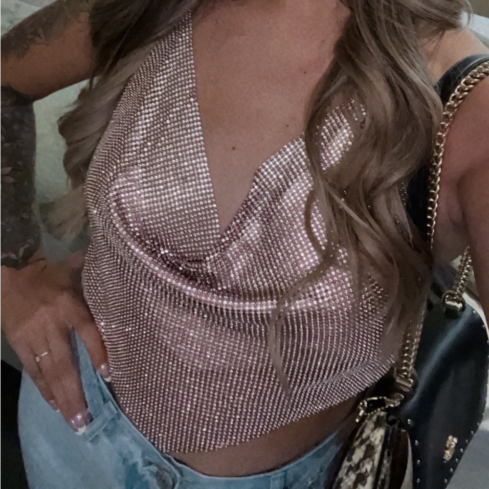 Halter pink diamond top.